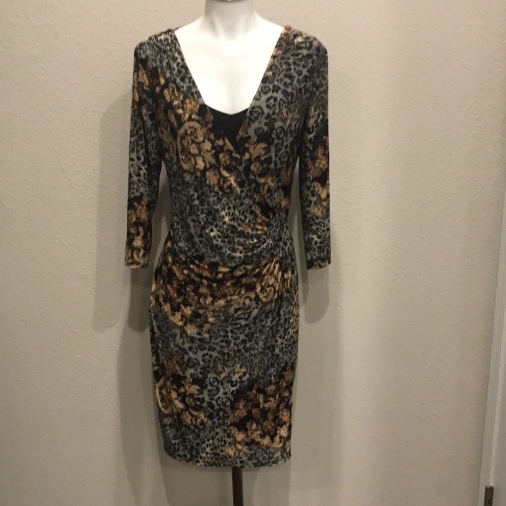 3/4 sleeve wrap dress